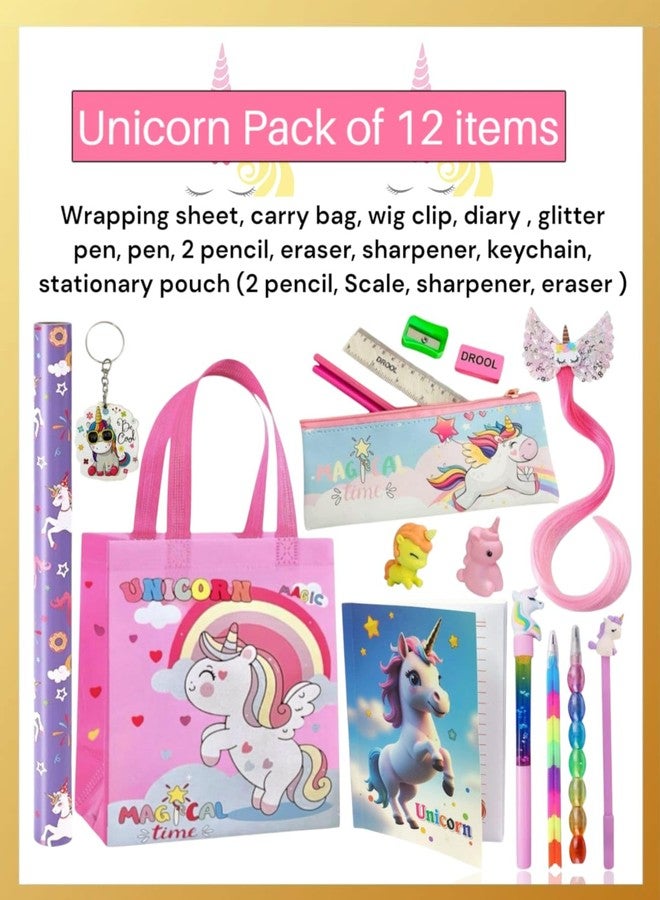 AMYCAUR Unicorn Gift Combo for Girl Kids (Pack of 12 Item) | Unicorn Stationery Set for Gifts | Stationery Item for Kids | School Supply | Diwali Gift Combo | Age 4-10 Years - Image 2